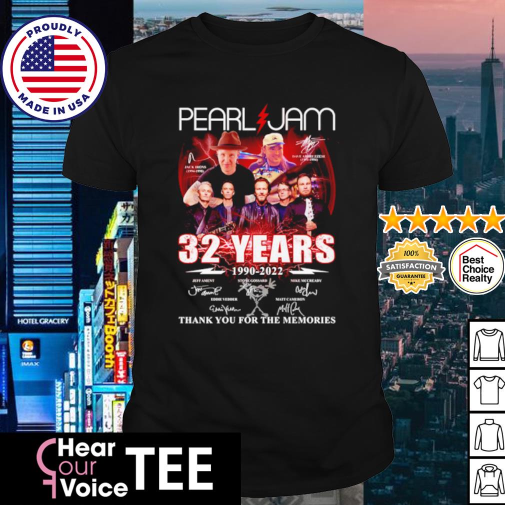 Pearl Jam 32 Years 1990-2022 thank You for the memories signatures shirt,  hoodie, sweater, long sleeve and tank top