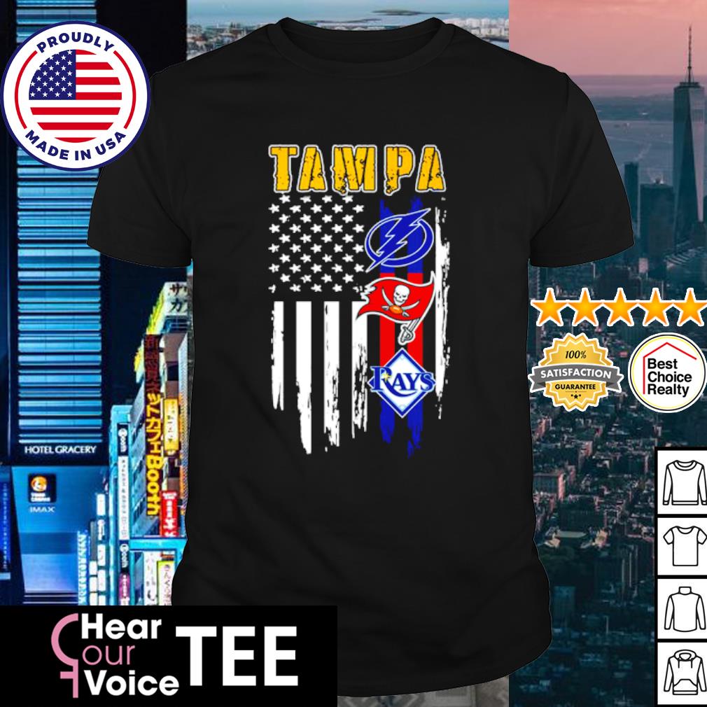 Funny tampa Bay Lightning Buccaneers Rays 4th July USA flag shirt