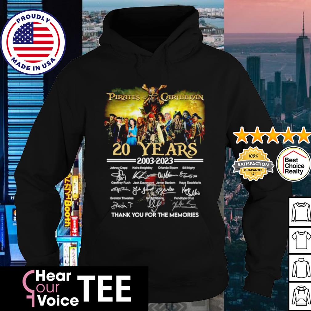 Pirates Of The Caribbean 20 years 2003 2023 thank you for the memories  signatures shirt, hoodie, sweater, long sleeve and tank top