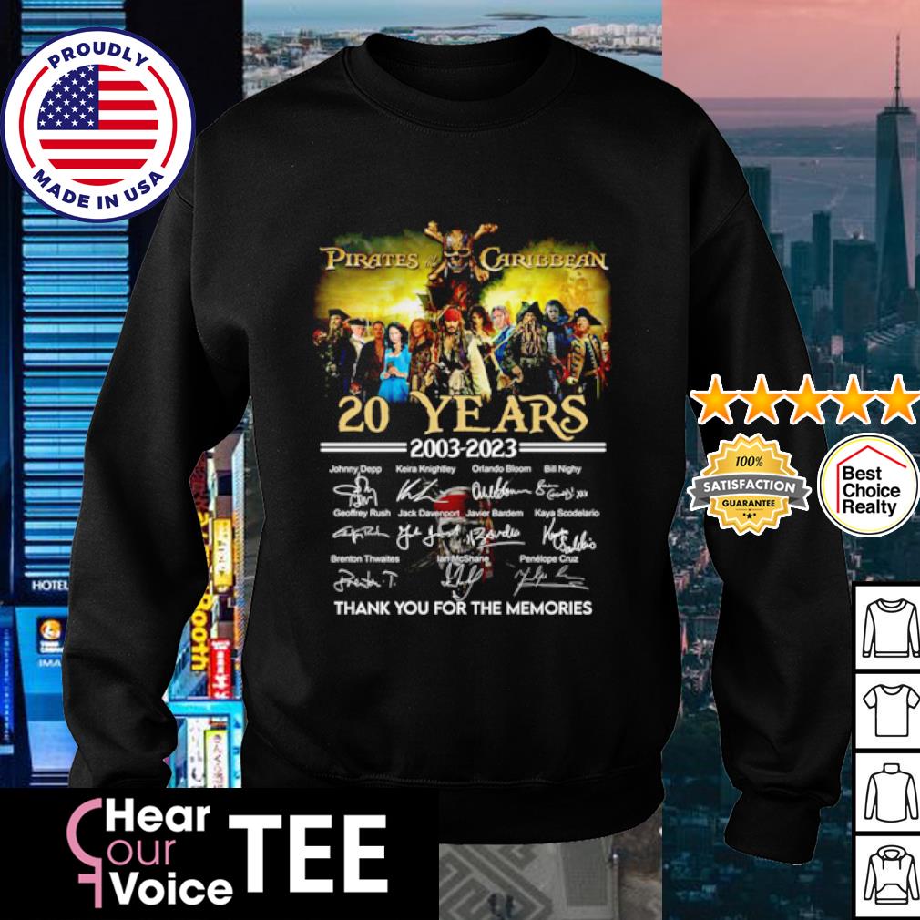 Pirates Of The Caribbean 20 years 2003 2023 thank you for the memories  signatures shirt, hoodie, sweater, long sleeve and tank top