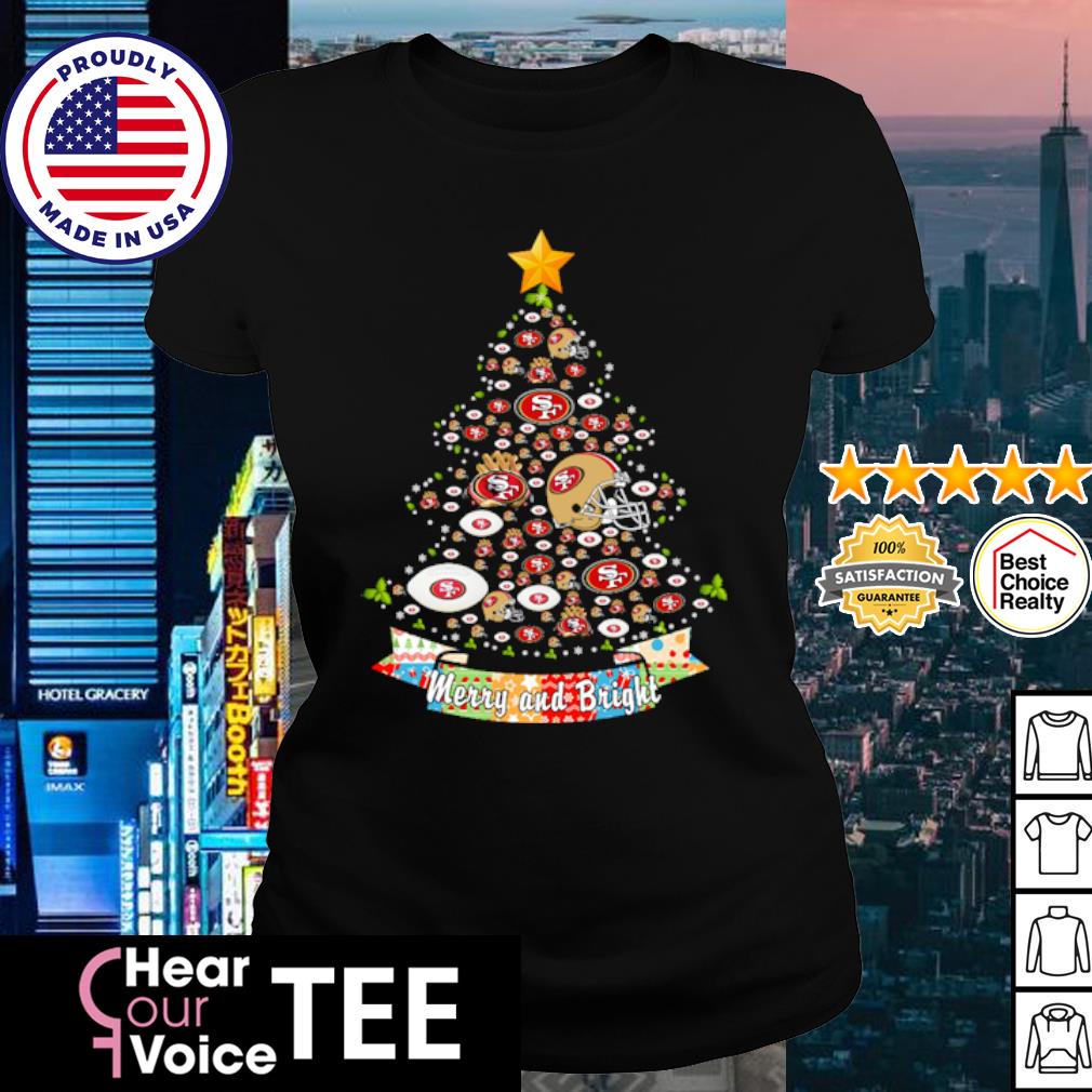 San Francisco 49ers Christmas tree merry and bright shirt, hoodie